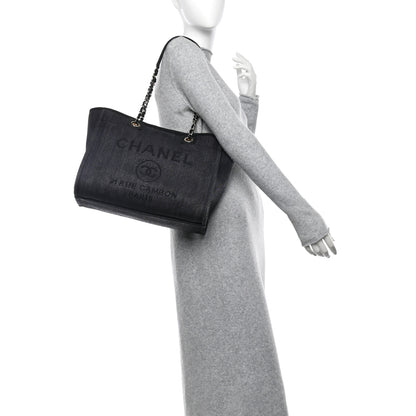 Chanel Mixed Fibers Calfskin Small Deauville Tote Black 2 of 12