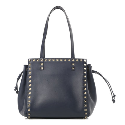 Valentino Garavani Calfskin Rockstud Double Handle Cinch Tote Marine 1 of 13