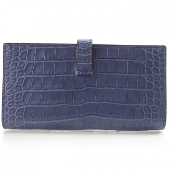 Hermes Alligator Bearn H Wallet Bleu Brighton 2 of 9