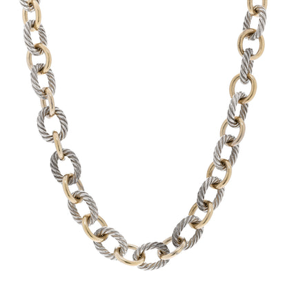 David Yurman Sterling Silver 18K Yellow Gold 12mm Large Oval Link Necklace 1 of 4