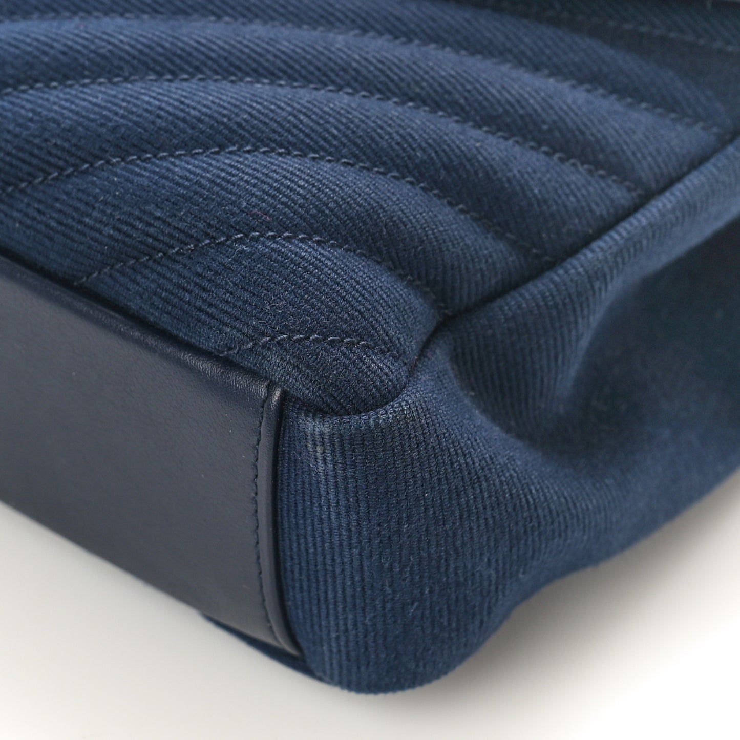 Corduroy Matelasse Chevron Monogram Medium College Bag Deeply Blue