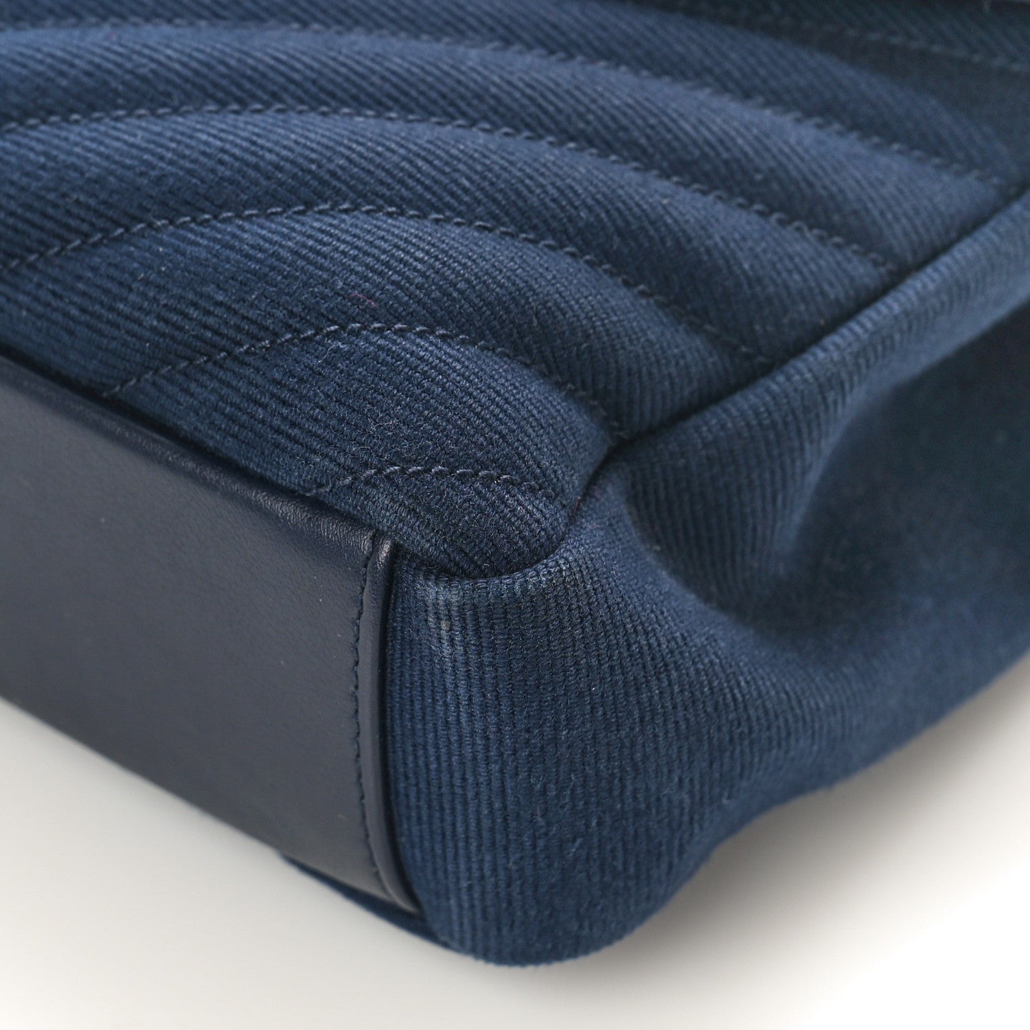 Saint Laurent Corduroy Matelasse Chevron Monogram Medium College Bag Deeply Blue 8 of 9