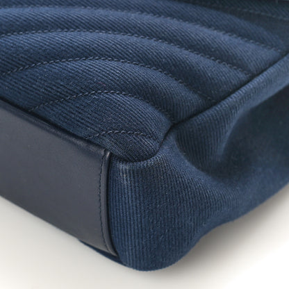 Saint Laurent Corduroy Matelasse Chevron Monogram Medium College Bag Deeply Blue 8 of 9