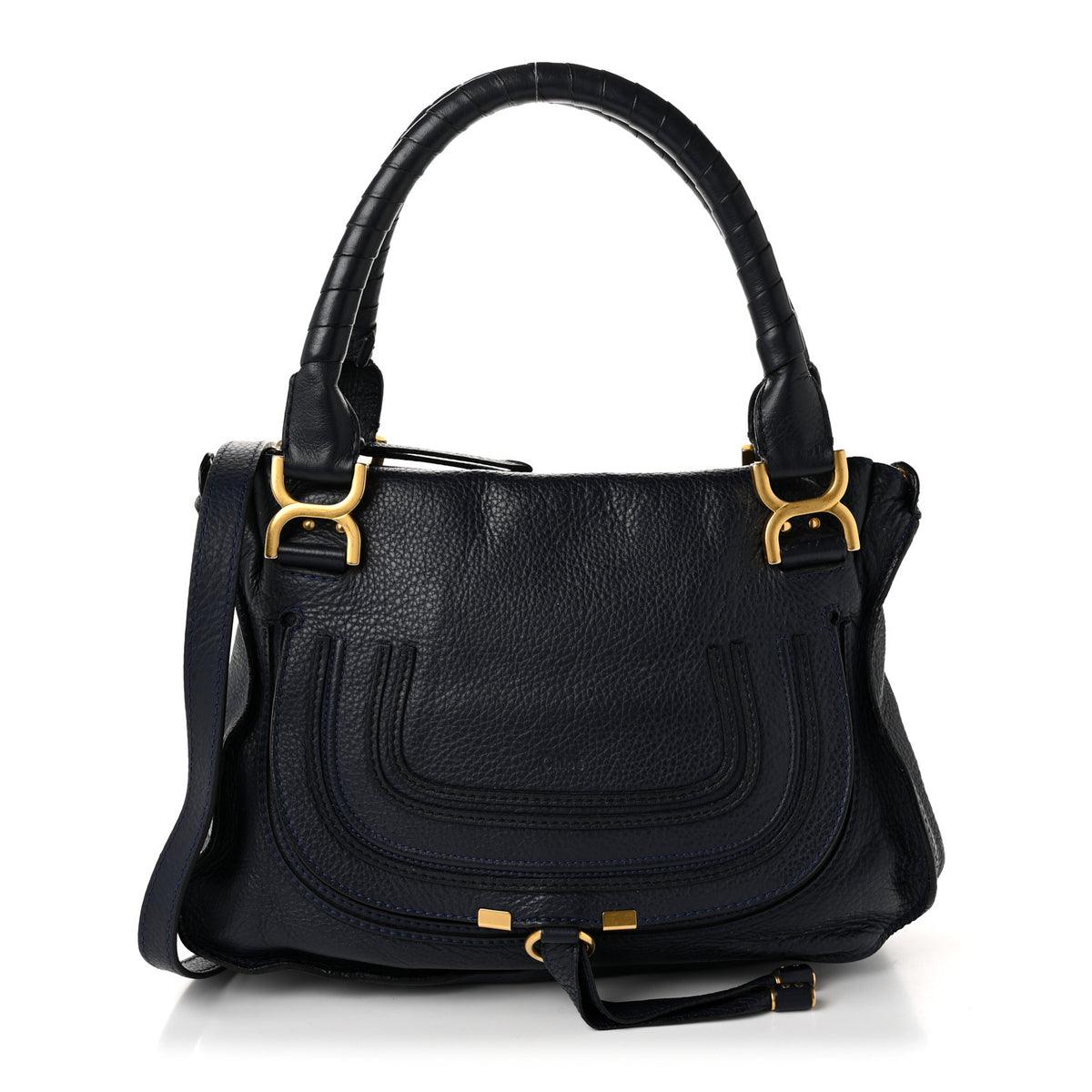 Calfskin Medium Marcie Satchel Royal Navy