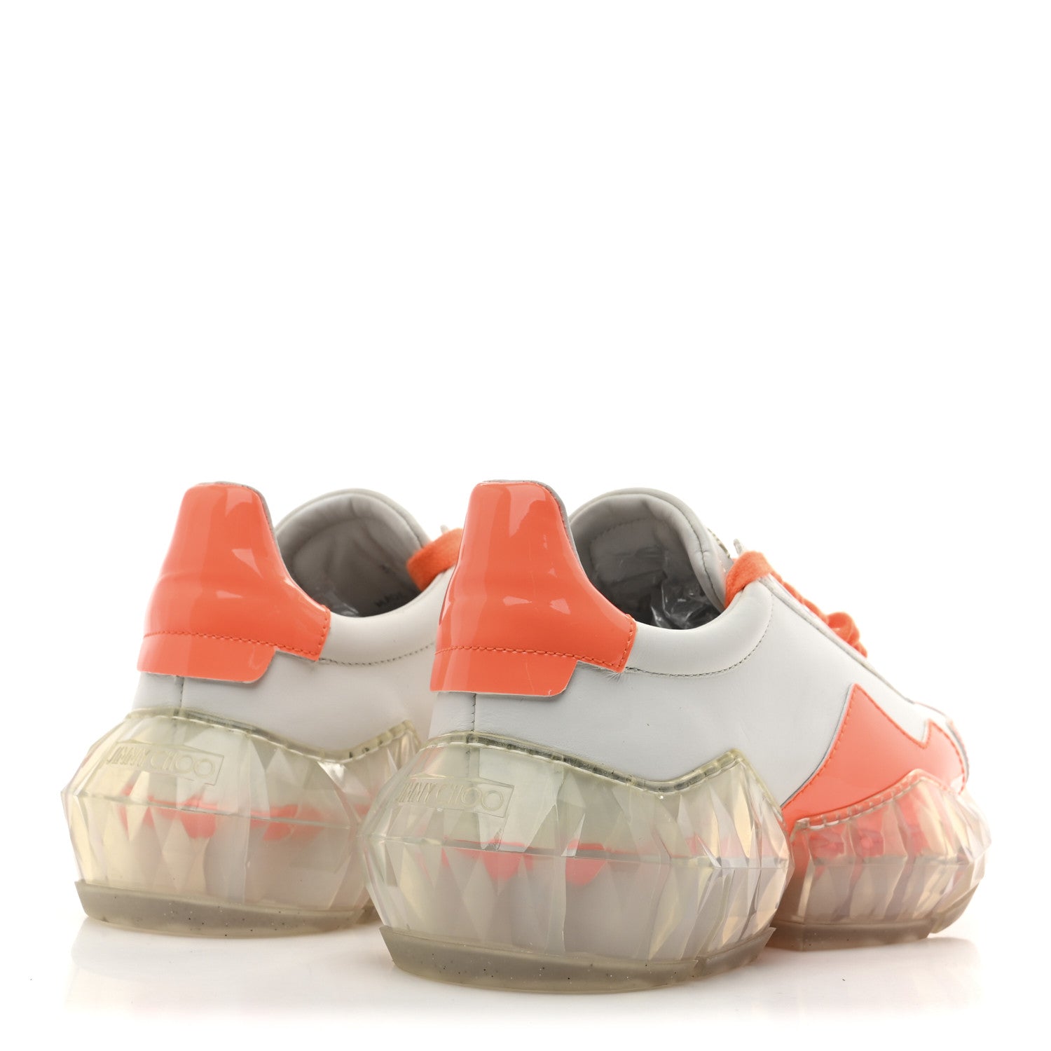 Jimmy Choo X JK JEONG Calfskin Patent Womens Diamond Low Top Sneaker 35 White Orange 5 of 10