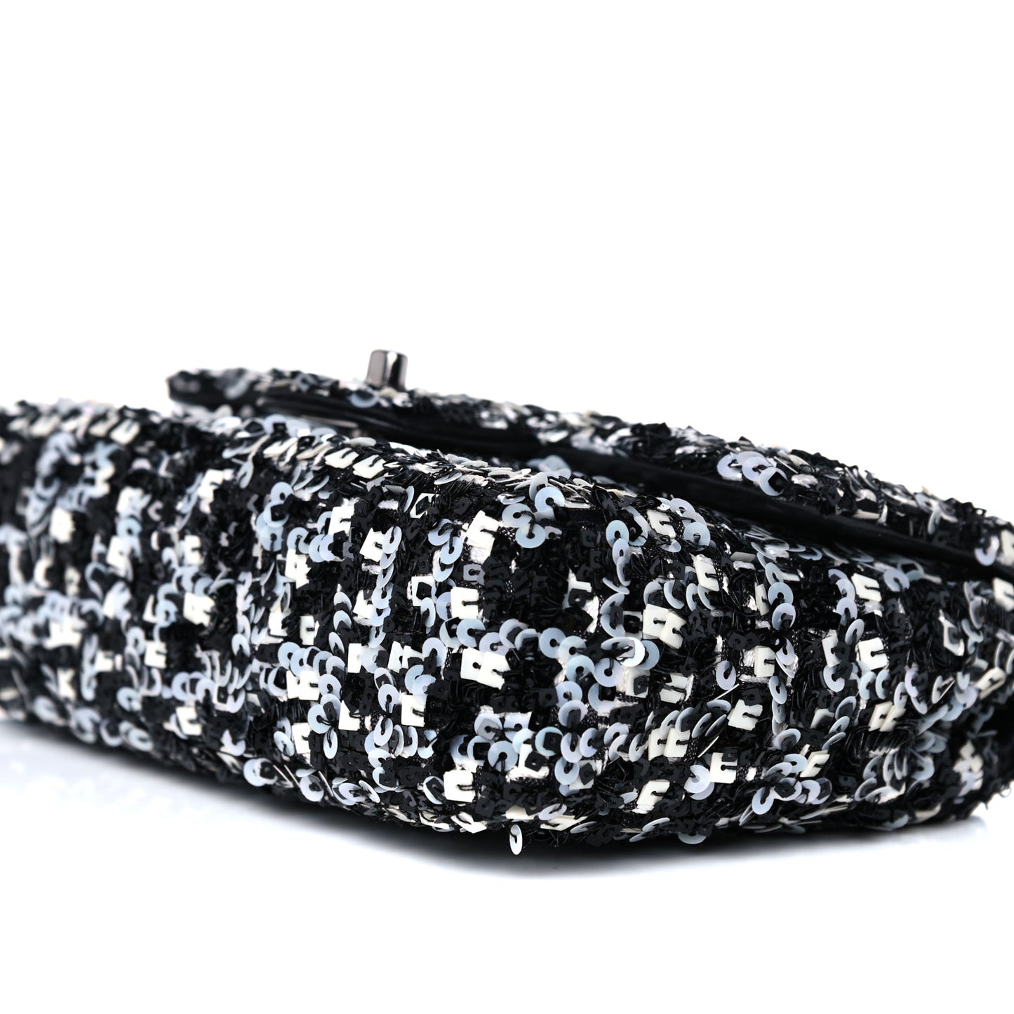 Sequin Mini Rectangular Flap Black White