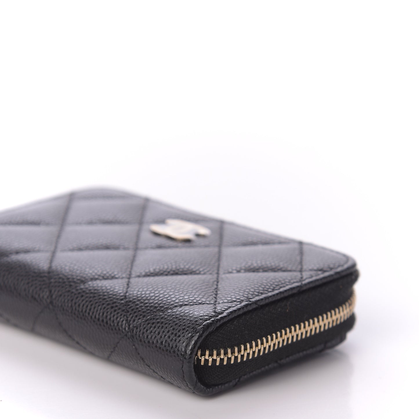 Caviar Quilted Zip Coin Purse Black