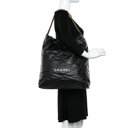 Chanel Calfskin Quilted Large Chanel 22 Black 2 of 11