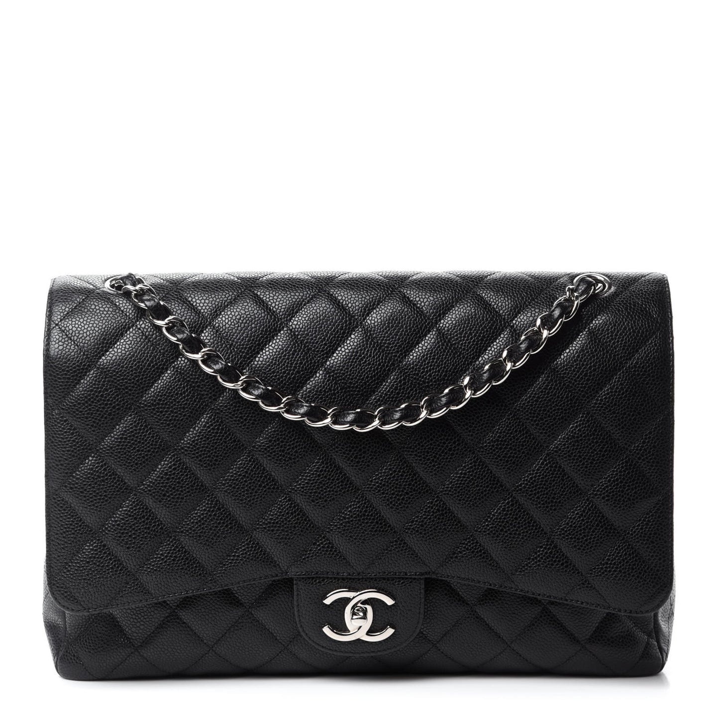 Caviar Quilted Maxi Double Flap Black