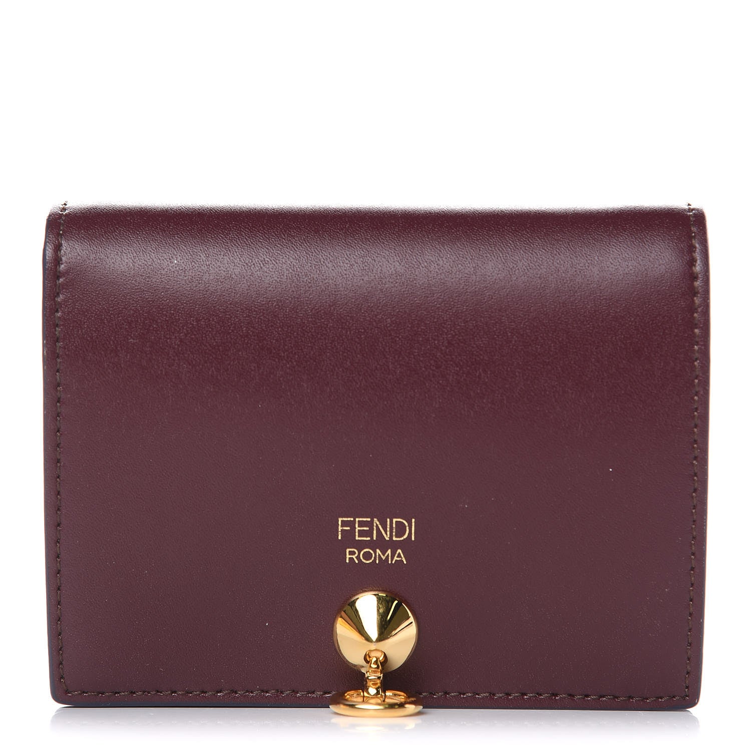 Fendi Vitello Liberty Vitello Century Bi-Color By The Way Compact Bi-Fold Wallet Bordeaux Sand 1 of 8