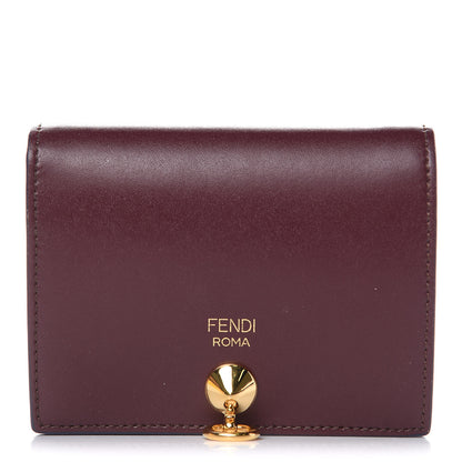 Fendi Vitello Liberty Vitello Century Bi-Color By The Way Compact Bi-Fold Wallet Bordeaux Sand 1 of 8