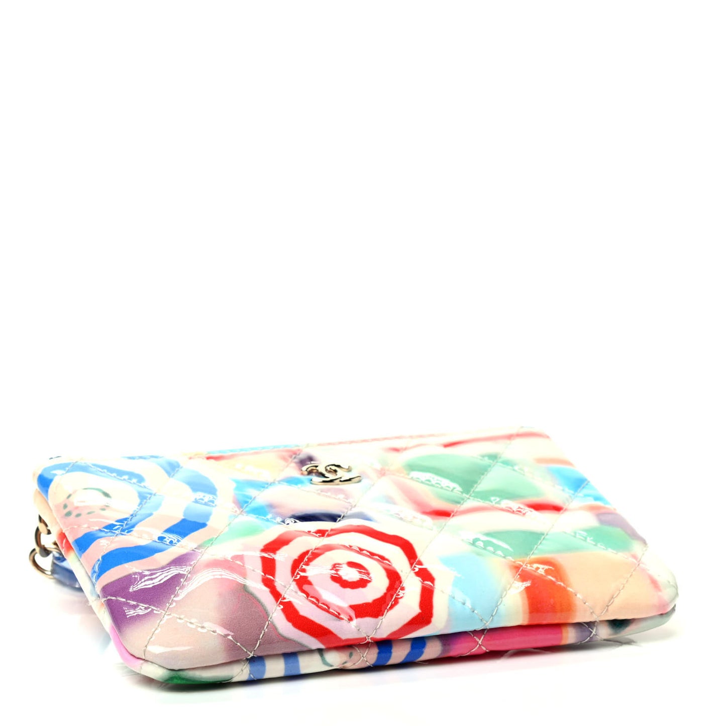 Patent Calfskin Printed Quilted Small Cosmetic Case Multicolor