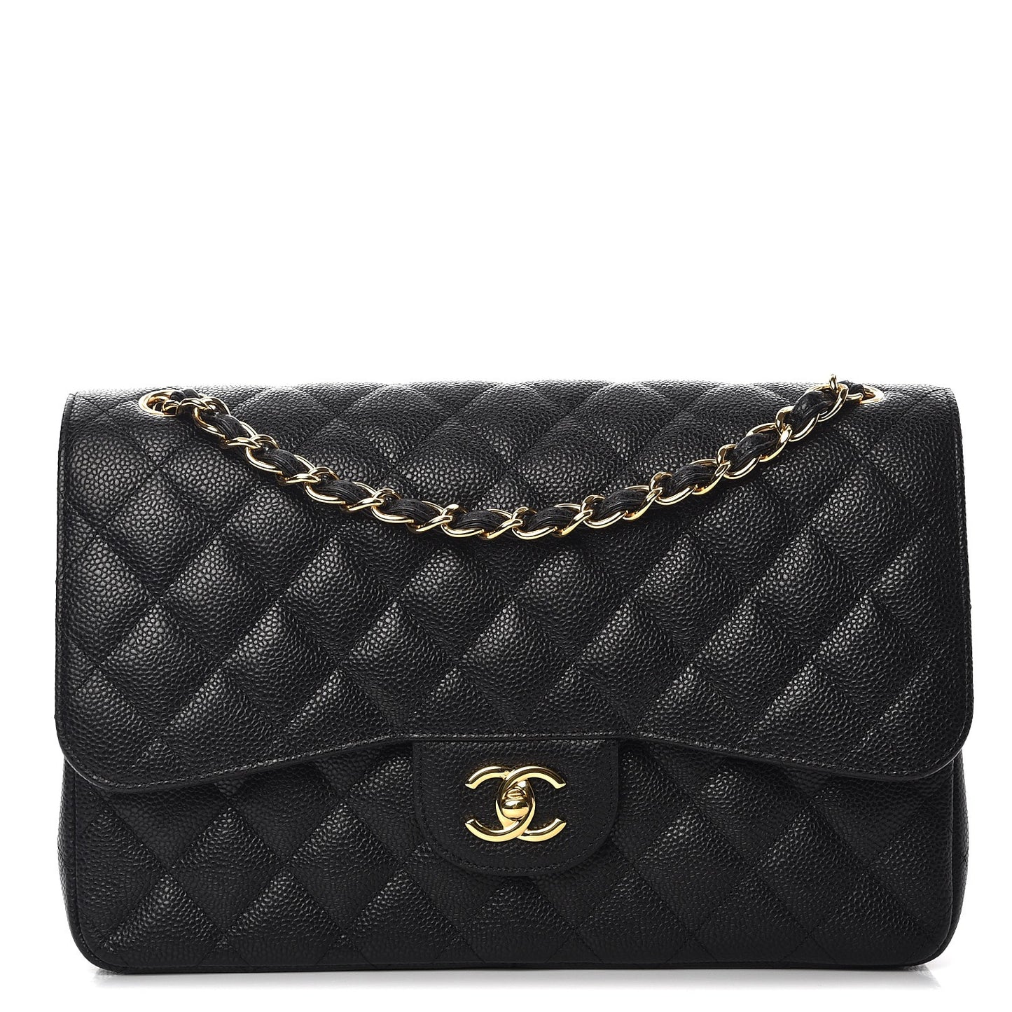 Caviar Quilted Jumbo Double Flap Black