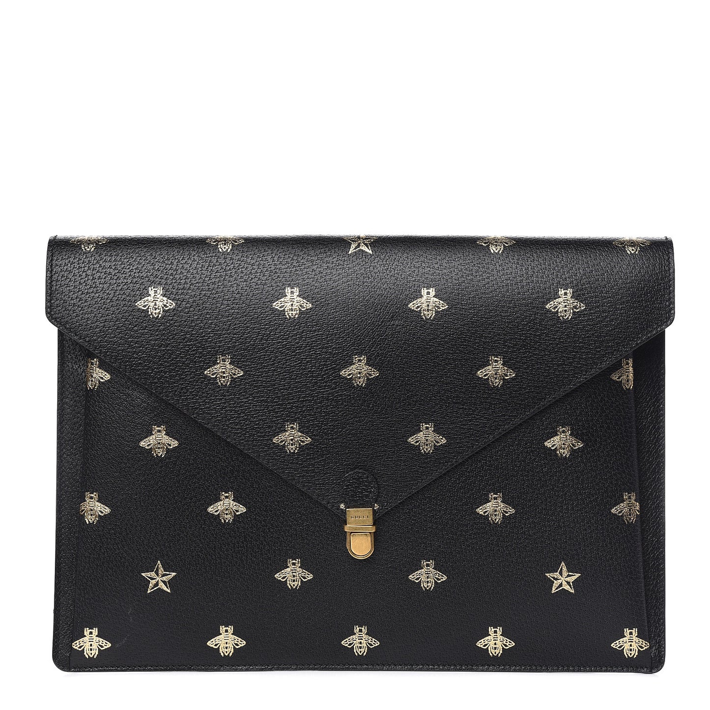 Grained Calfskin Bee Star Portfolio Black