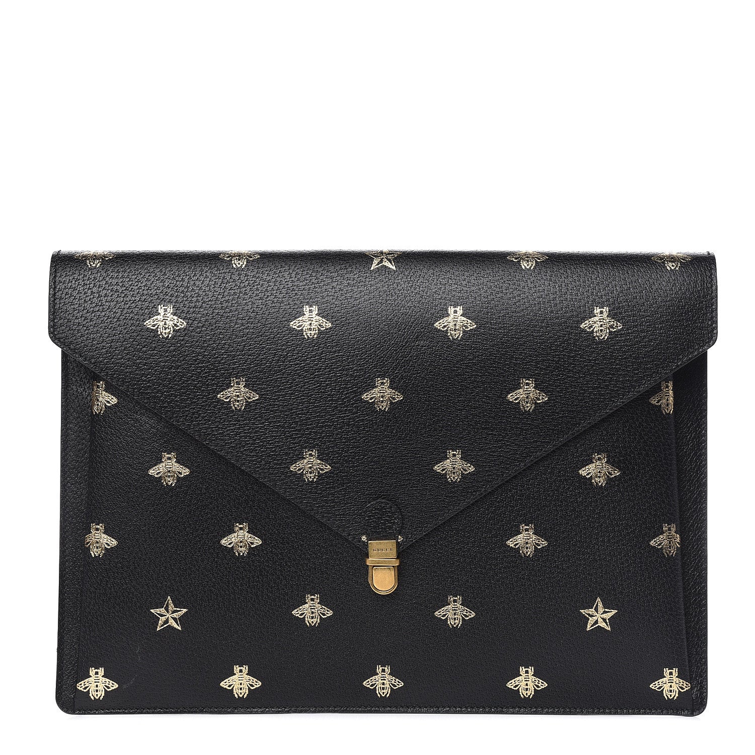 Gucci Grained Calfskin Bee Star Portfolio Black 1 of 9