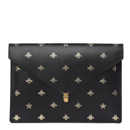 Gucci Grained Calfskin Bee Star Portfolio Black 1 of 9