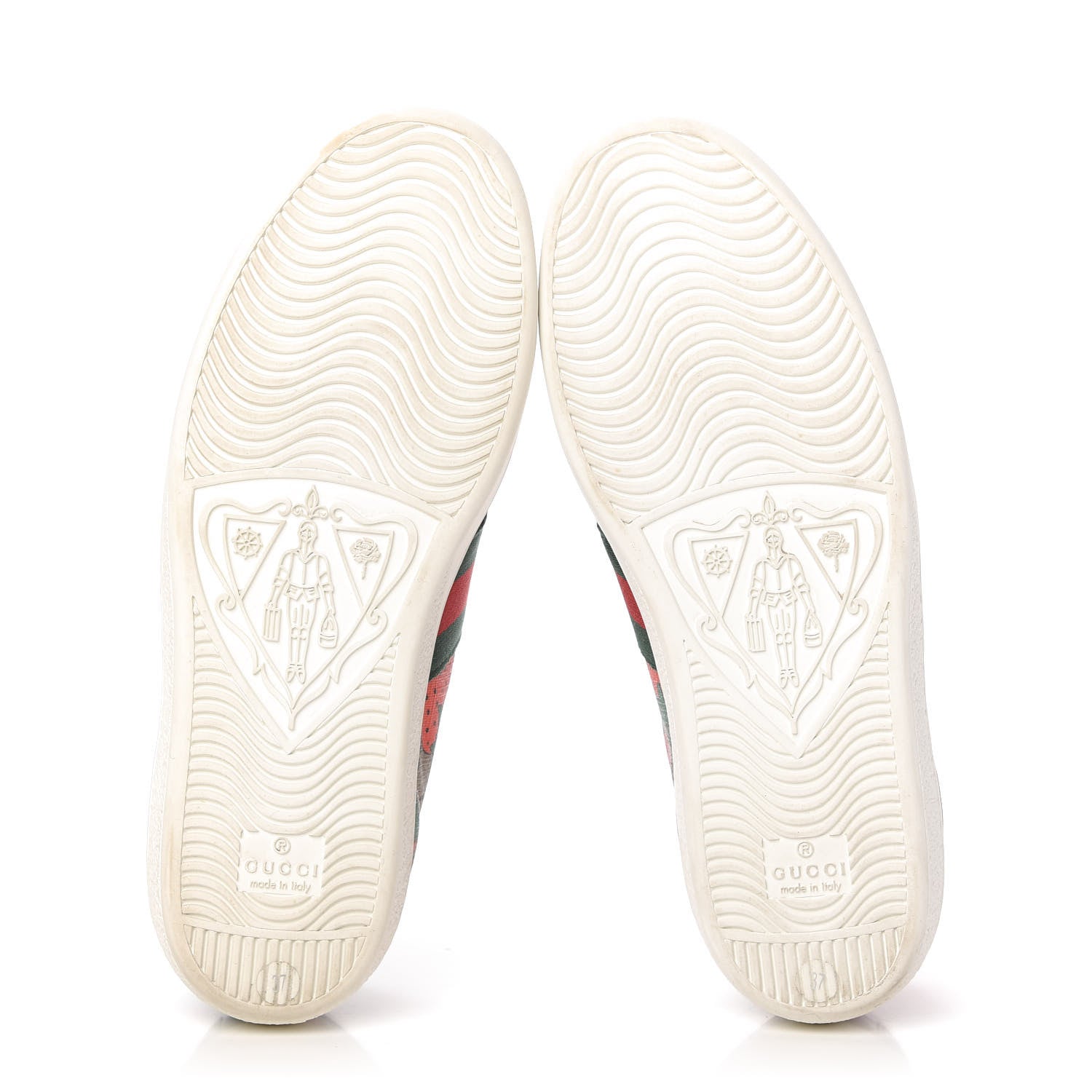 Gucci GG Supreme Monogram Strawberry Web Womens Ace Sneakers 37 Beige Multicolor Red Green 5 of 10