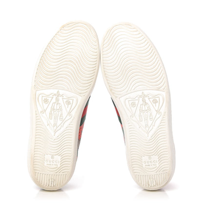 Gucci GG Supreme Monogram Strawberry Web Womens Ace Sneakers 37 Beige Multicolor Red Green 5 of 10