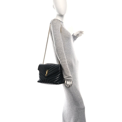 Saint Laurent Calfskin Y Quilted Monogram Medium Loulou Chain Satchel Black 2 of 10