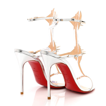 Christian Louboutin Specchi Lady Max Spike T-Strap 100 Sandals 39 Argento 4 of 10