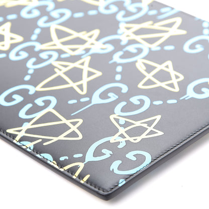 Gucci Calfskin GucciGhost Print Pouch Black New Acquamarine 7 of 12