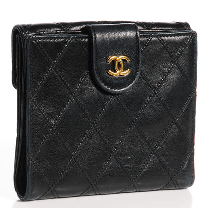 Chanel Calfskin Diamond Stitched Compact Wallet Black 3 of 8