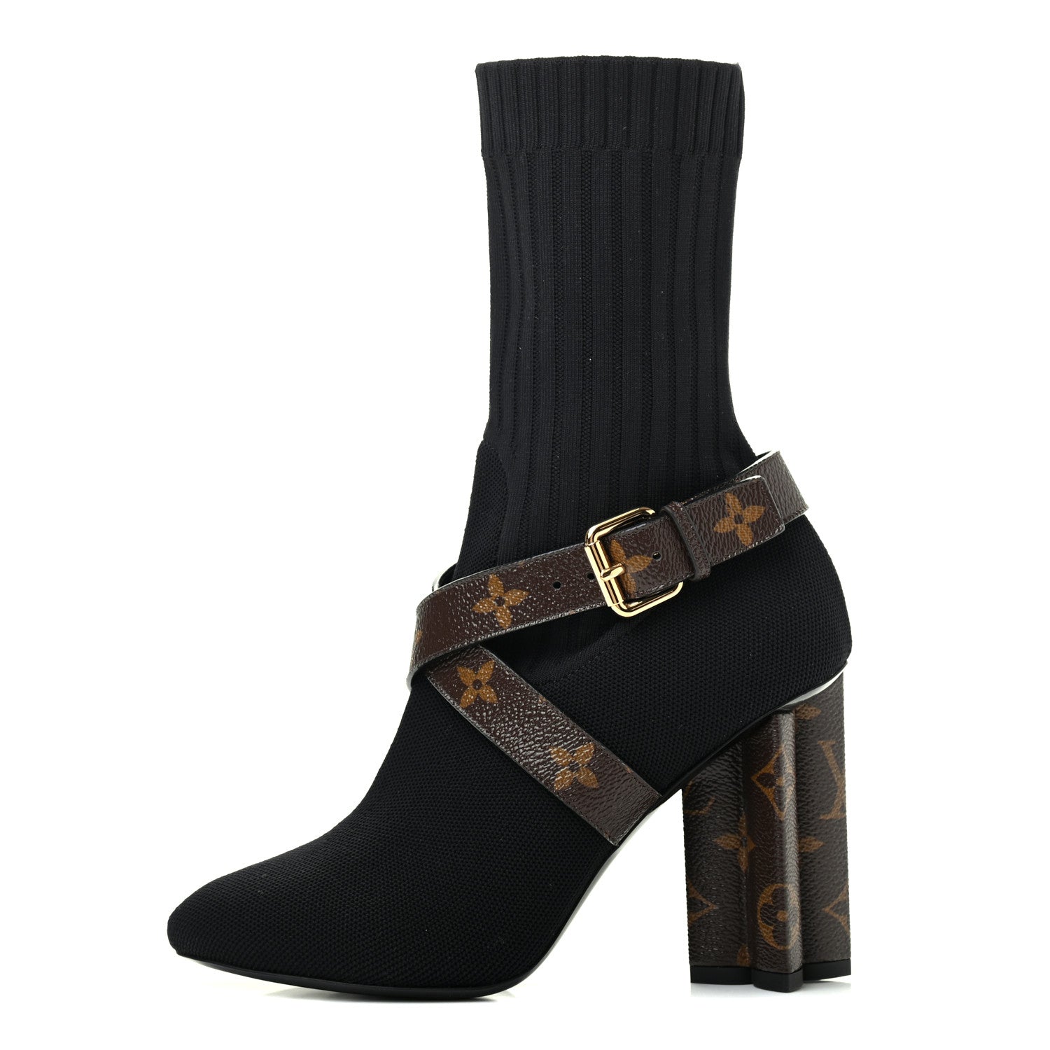 Louis Vuitton Monogram Stretch Fabric Silhouette Ankle Boots 36 Black 1 of 9