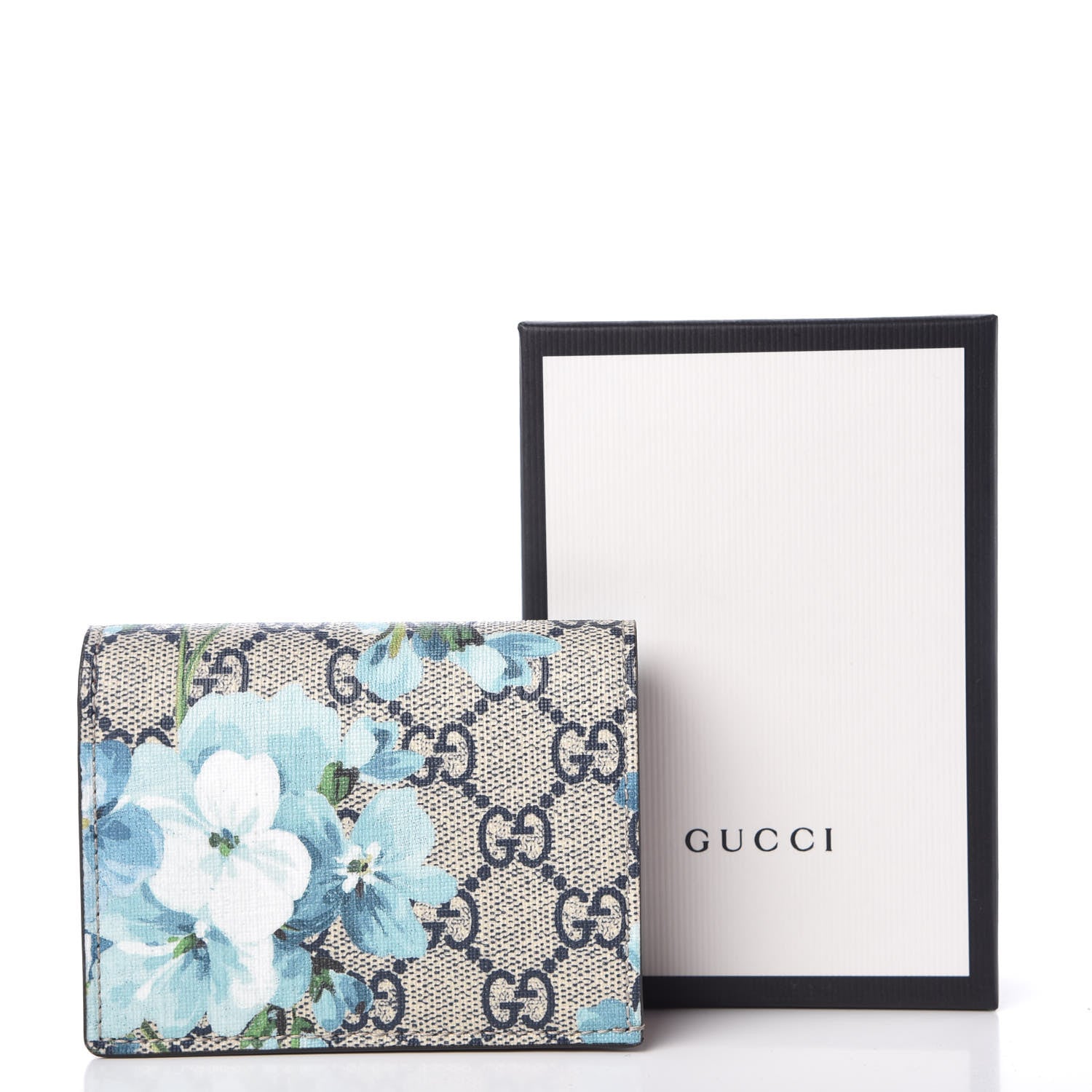 Gucci GG Supreme Monogram Blooms Card Case Wallet Beige Blue Navy Hibiscus Red 10 of 10