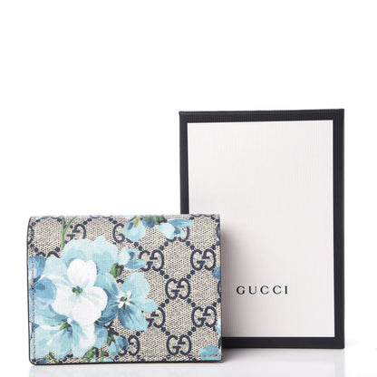 Gucci GG Supreme Monogram Blooms Card Case Wallet Beige Blue Navy Hibiscus Red 10 of 10