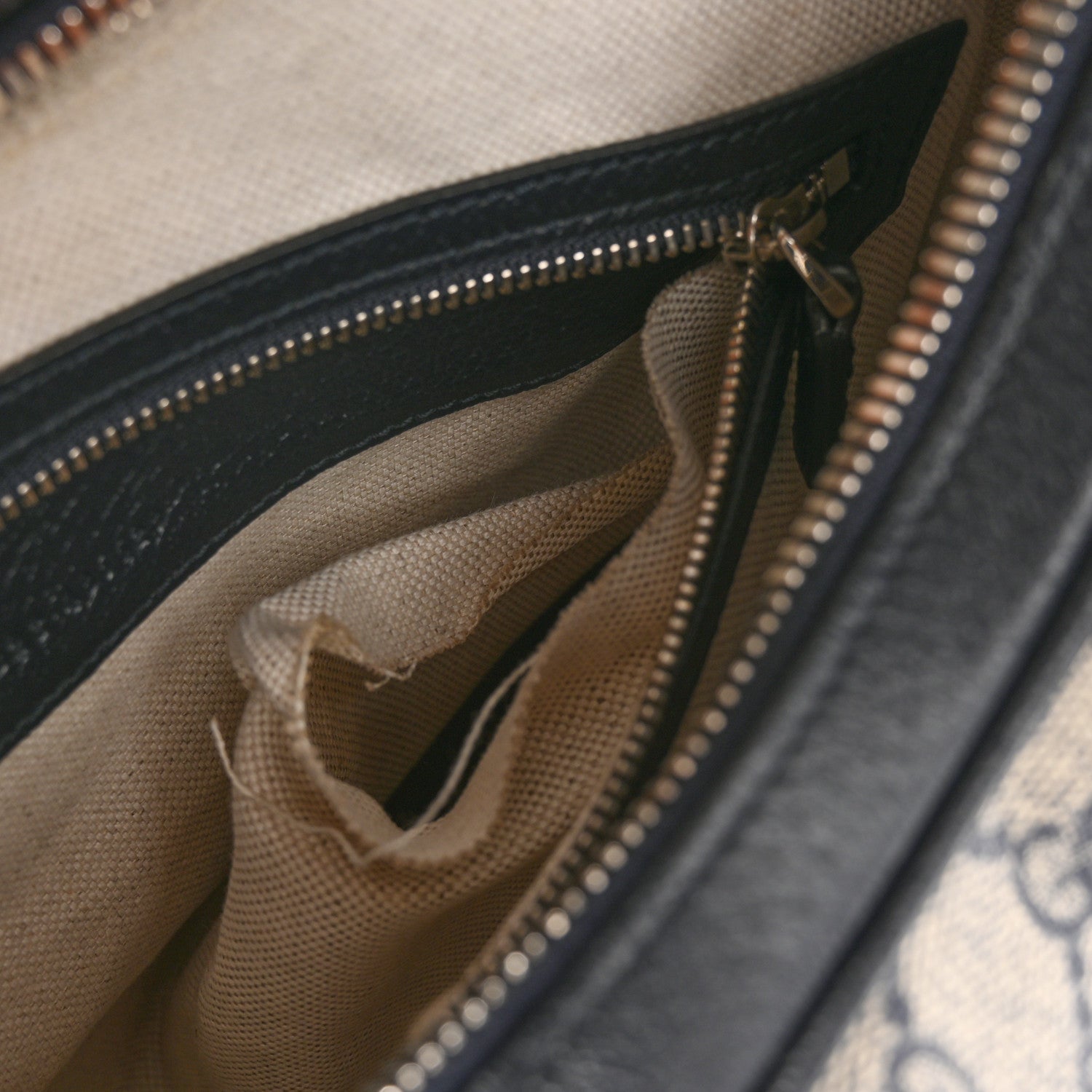 Gucci GG Supreme Monogram Textured Calfskin Web Small Attache Shoulder Bag Beige Blue 11 of 14