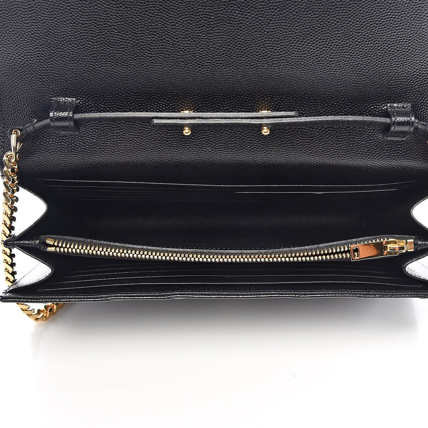 Grain De Poudre Matelasse Chevron Monogram Chain Wallet Black