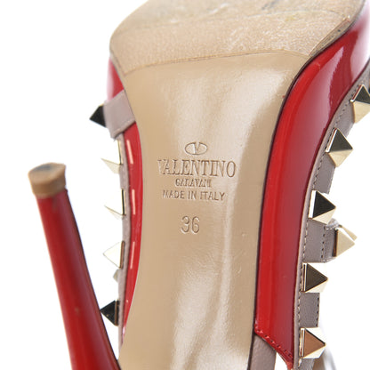 Valentino Garavani Patent Nappa Rockstud Ankle Strap 100mm Pumps 36 Rosso Valentino Poudre 7 of 18