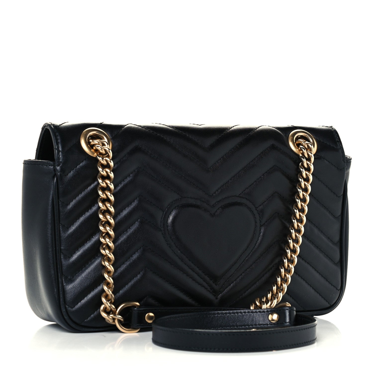 Gucci Calfskin Matelasse Small GG Marmont Shoulder Bag Black 3 of 11