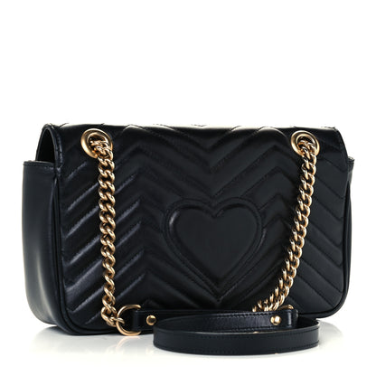 Gucci Calfskin Matelasse Small GG Marmont Shoulder Bag Black 3 of 11