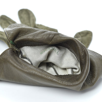 Chanel Suede Goatskin CC Gloves 7 Green 4 of 5