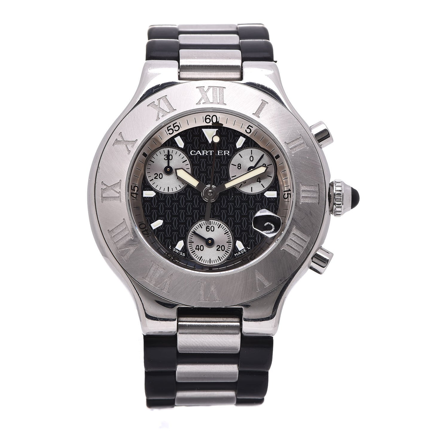 Stainless Steel Rubber 38mm Must 21 Chronoscaph Quartz Watch Black