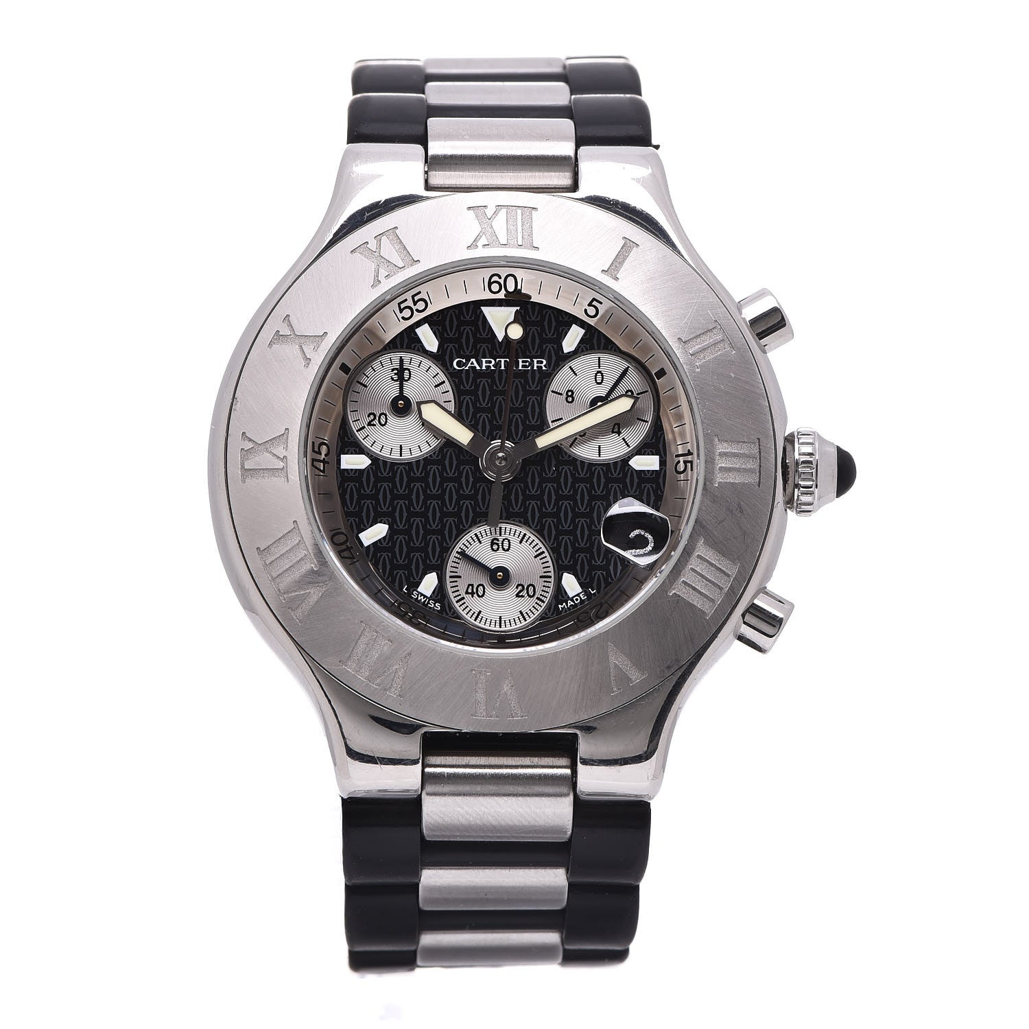 Cartier Stainless Steel Rubber 38mm Must 21 Chronoscaph Quartz Watch Black 1 of 5