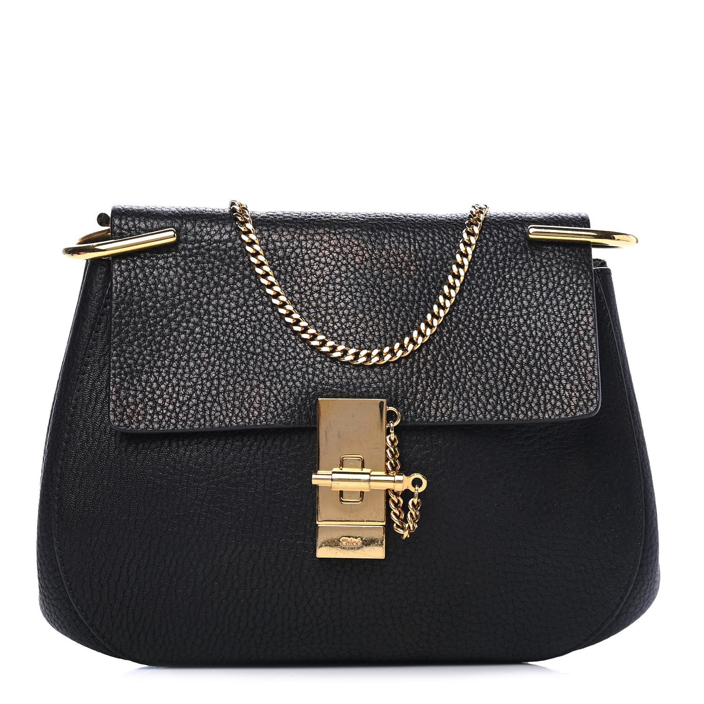 Grained Lambskin Drew Shoulder Bag Black