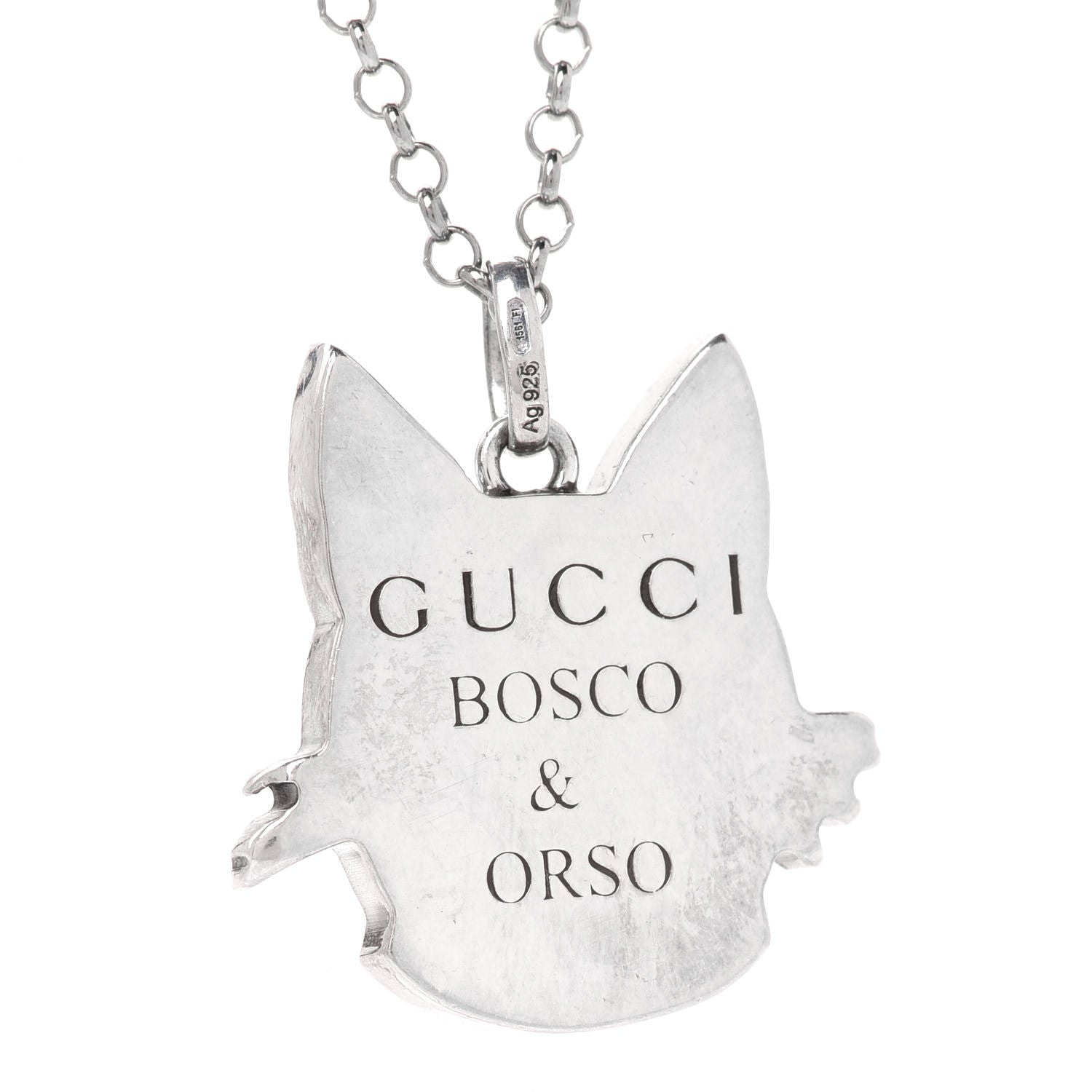 Gucci Sterling Silver Enamel Bosco Pendant Necklace 6 of 7