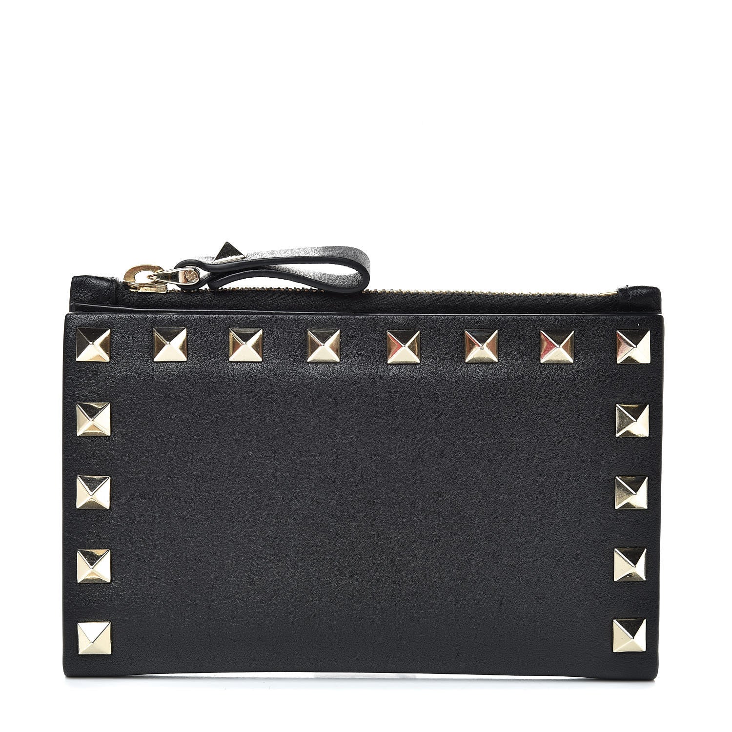 Valentino Garavani Vitello Rockstud Coin Case Card Holder Black 1 of 6