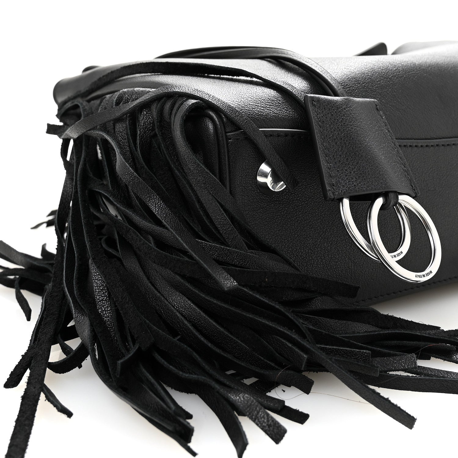 Balenciaga Natural Smooth Madeline Calfskin Fringes Small Rodeo Top Handle Handbag Black 8 of 9