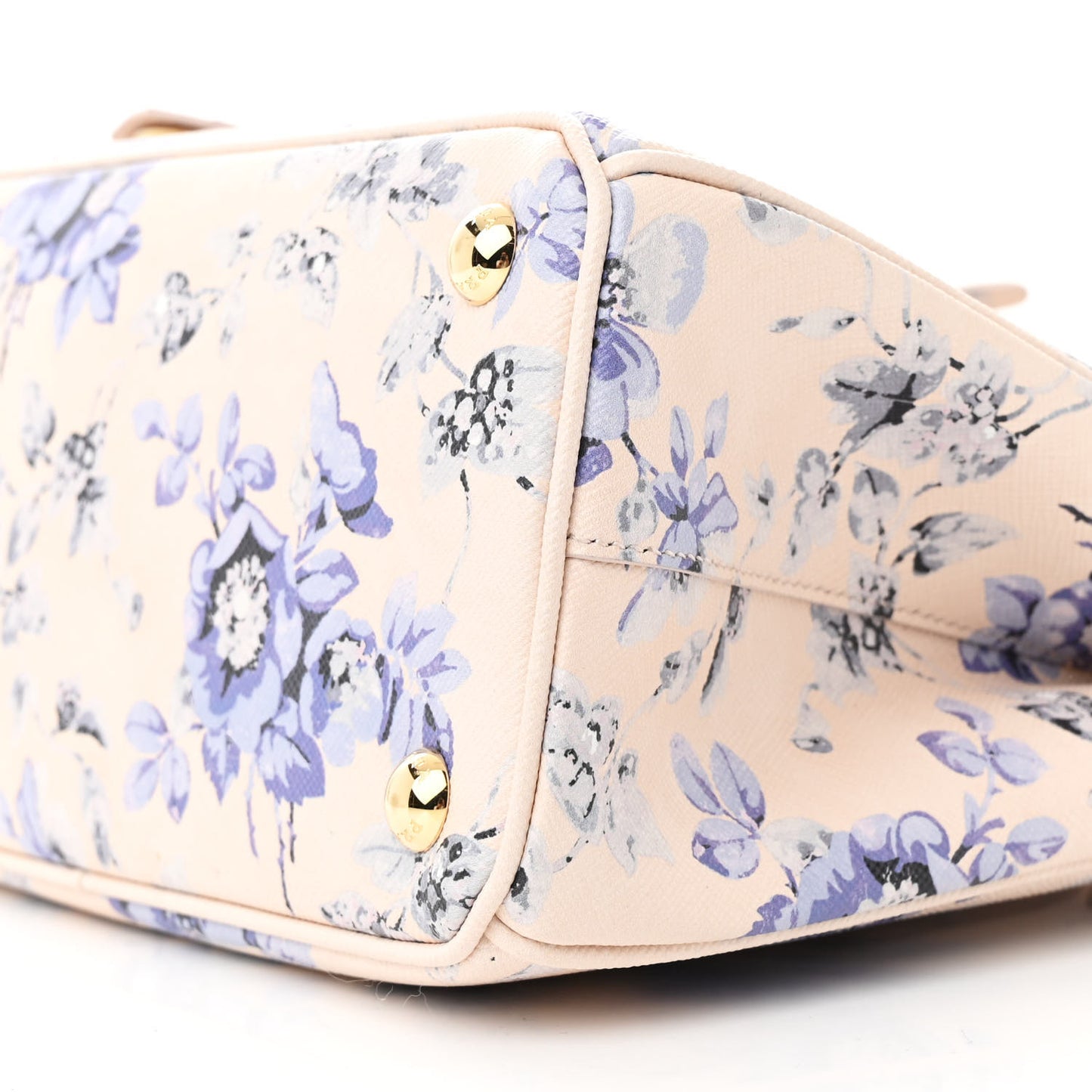 Saffiano Lux Floral Print Small Galleria Double Zip Tote Periwinkle Blue