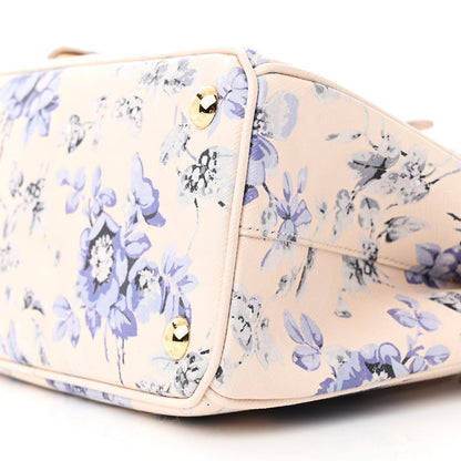 Prada Saffiano Lux Floral Print Small Galleria Double Zip Tote Periwinkle Blue 10 of 10