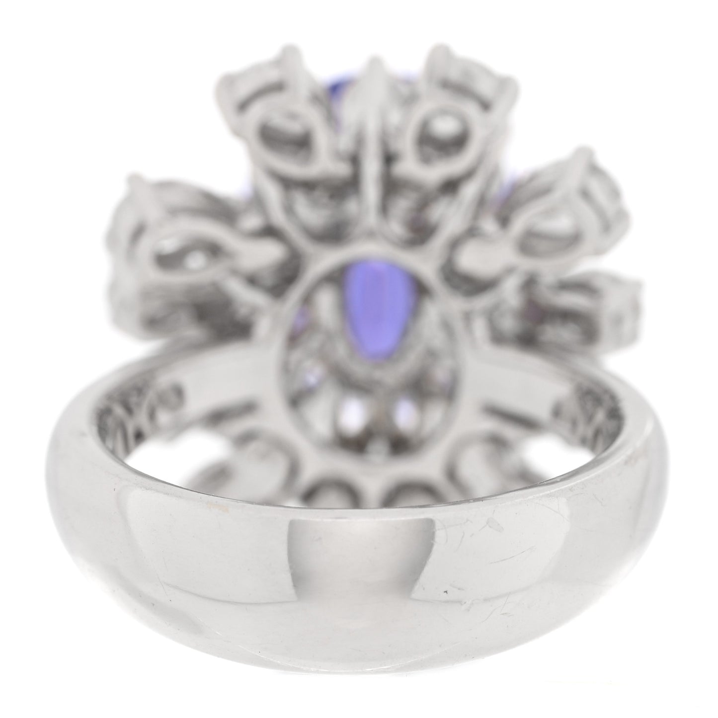 18K White Gold Diamond Tanzanite Oval Cocktail Ring 53 6.5