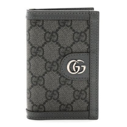 Gucci GG Supreme Monogram Textured Dollar Calfskin Ophidia Card Case Grey Black Graphite Grey 1 of 7