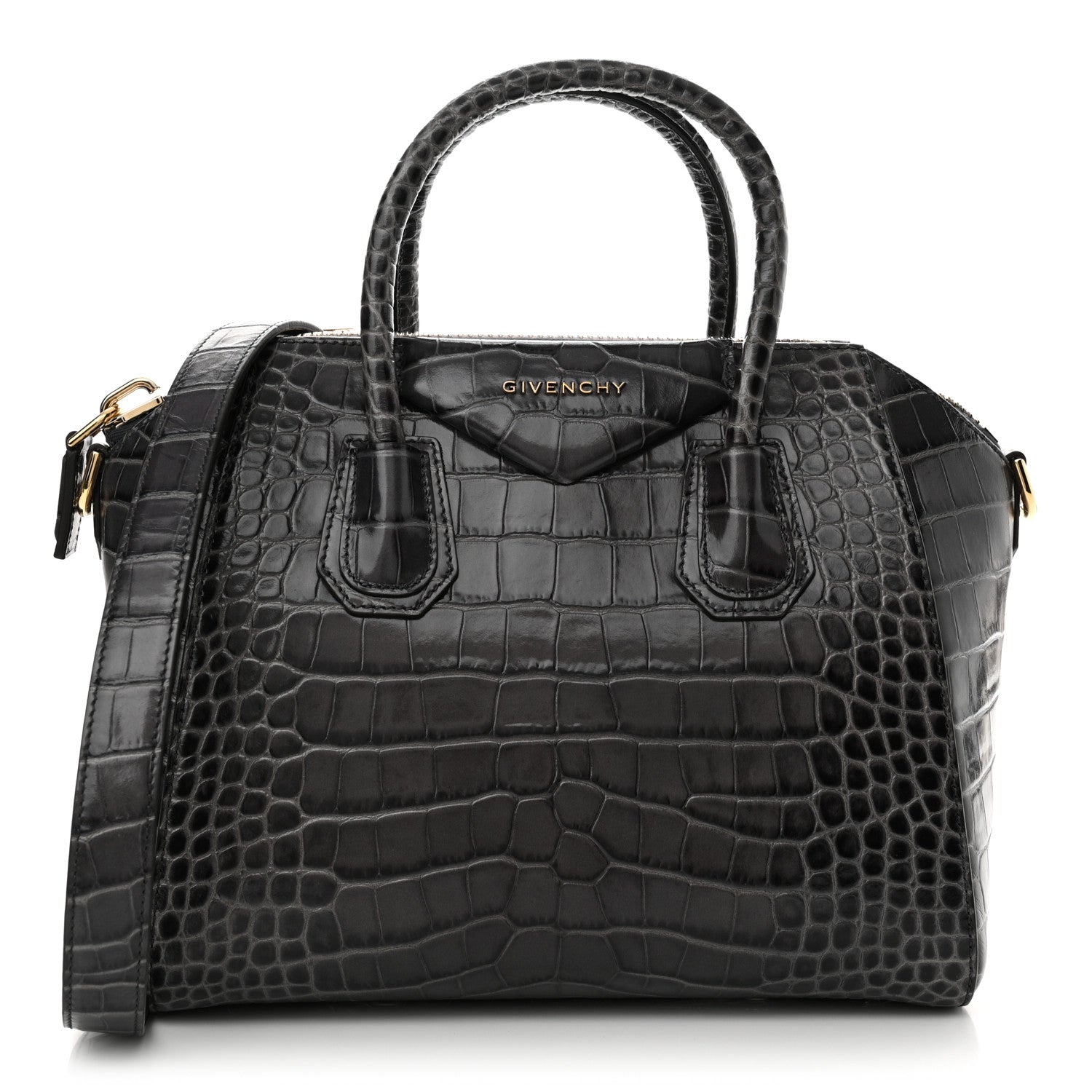 Givenchy Calfskin Crocodile Embossed Small Antigona Storm Grey 1 of 10