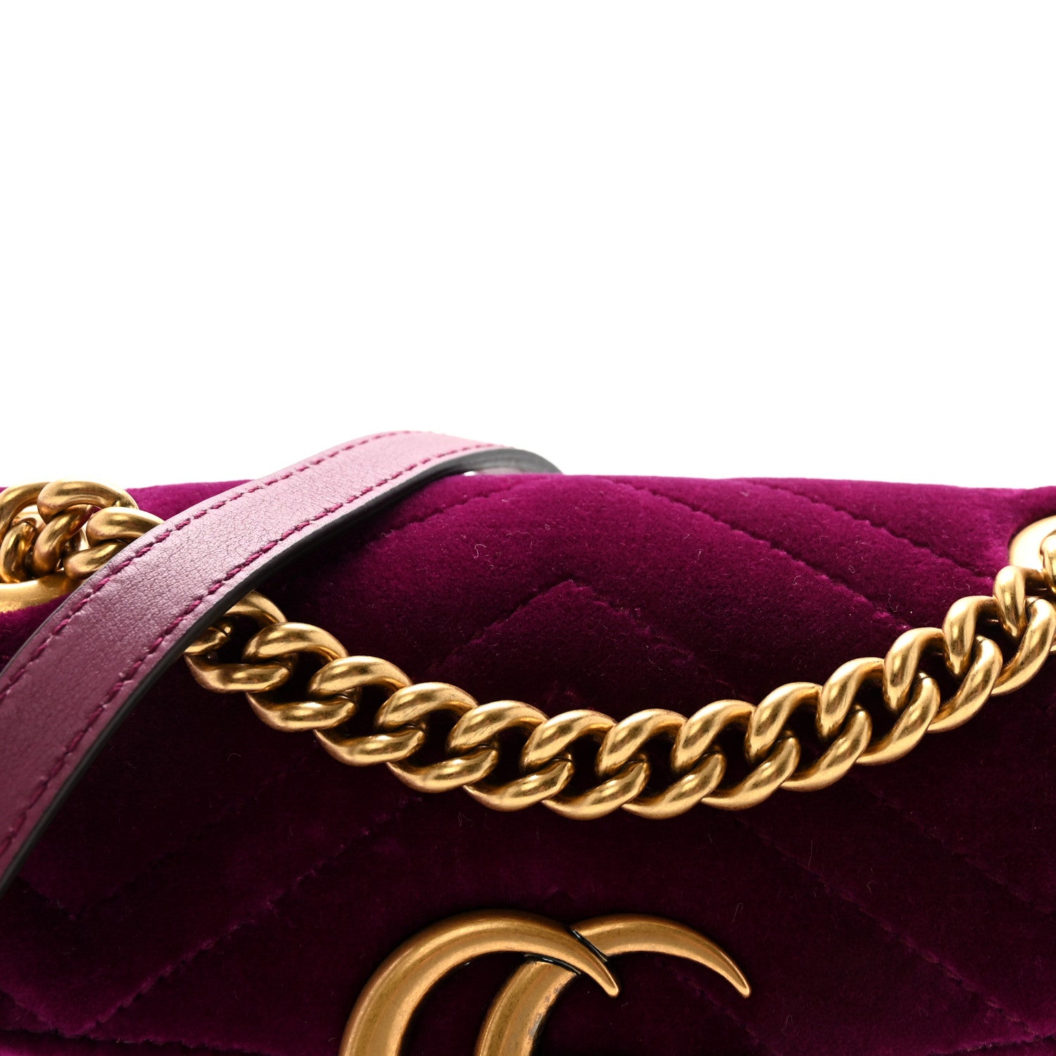 Gucci Velvet Matelasse Mini GG Marmont Shoulder Bag Fuchsia Violet Cyclamen 8 of 10