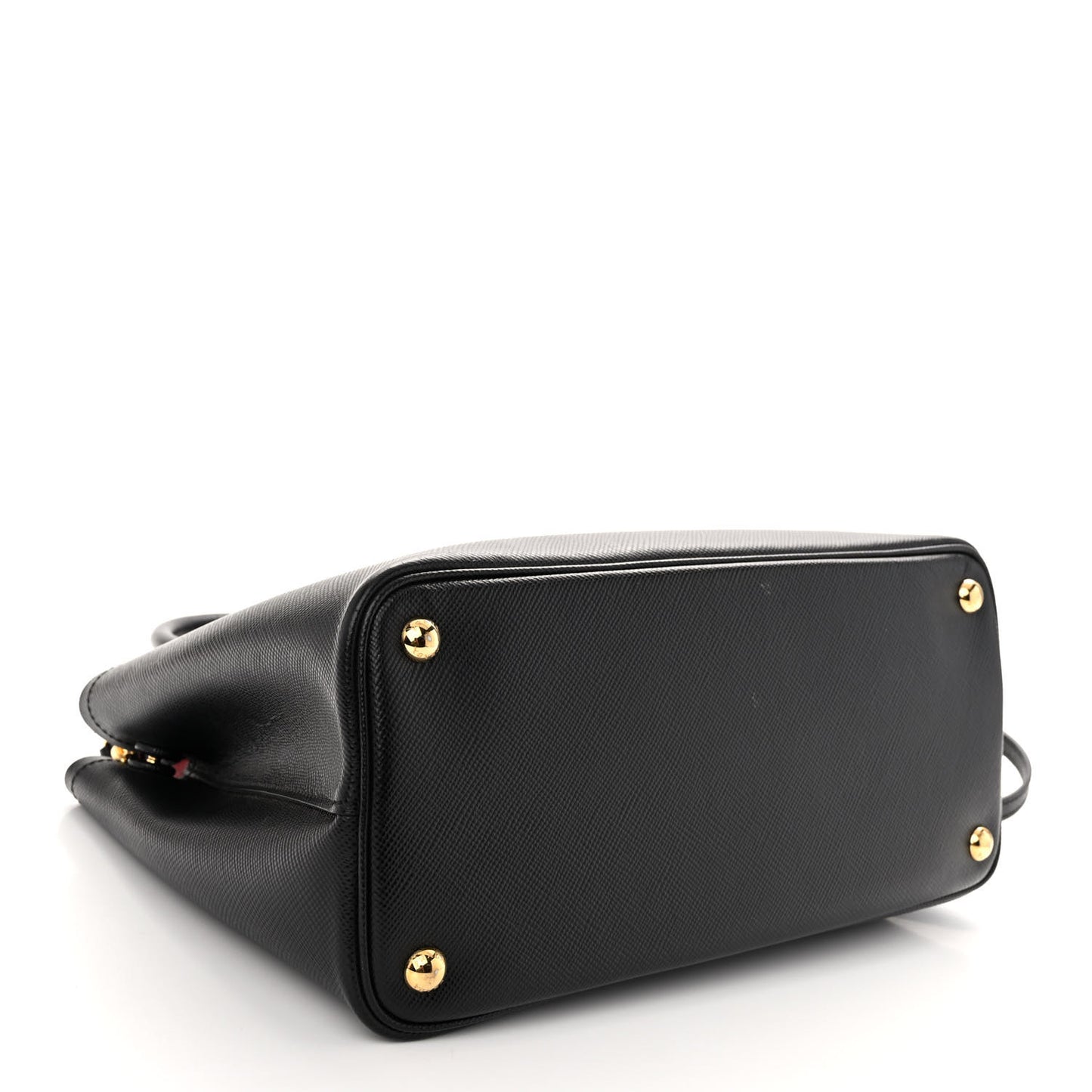 Saffiano Cuir Small Double Bag Black Fuoco