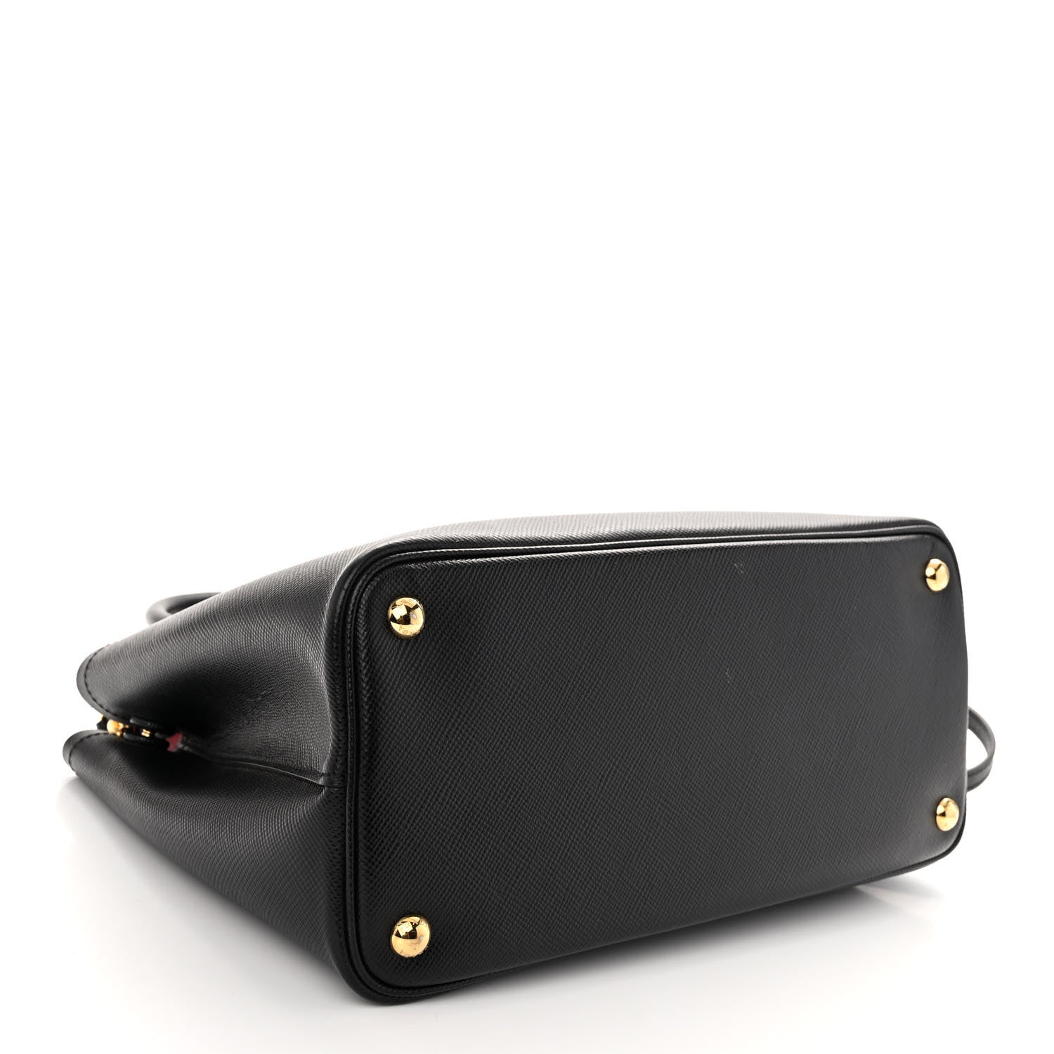 Prada Saffiano Cuir Small Double Bag Black Fuoco 4 of 11