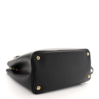 Prada Saffiano Cuir Small Double Bag Black Fuoco 4 of 11